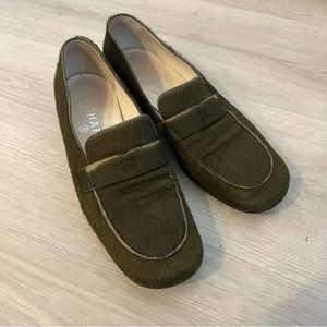 Chanel Army Green Pony Hair loafers - RARE!